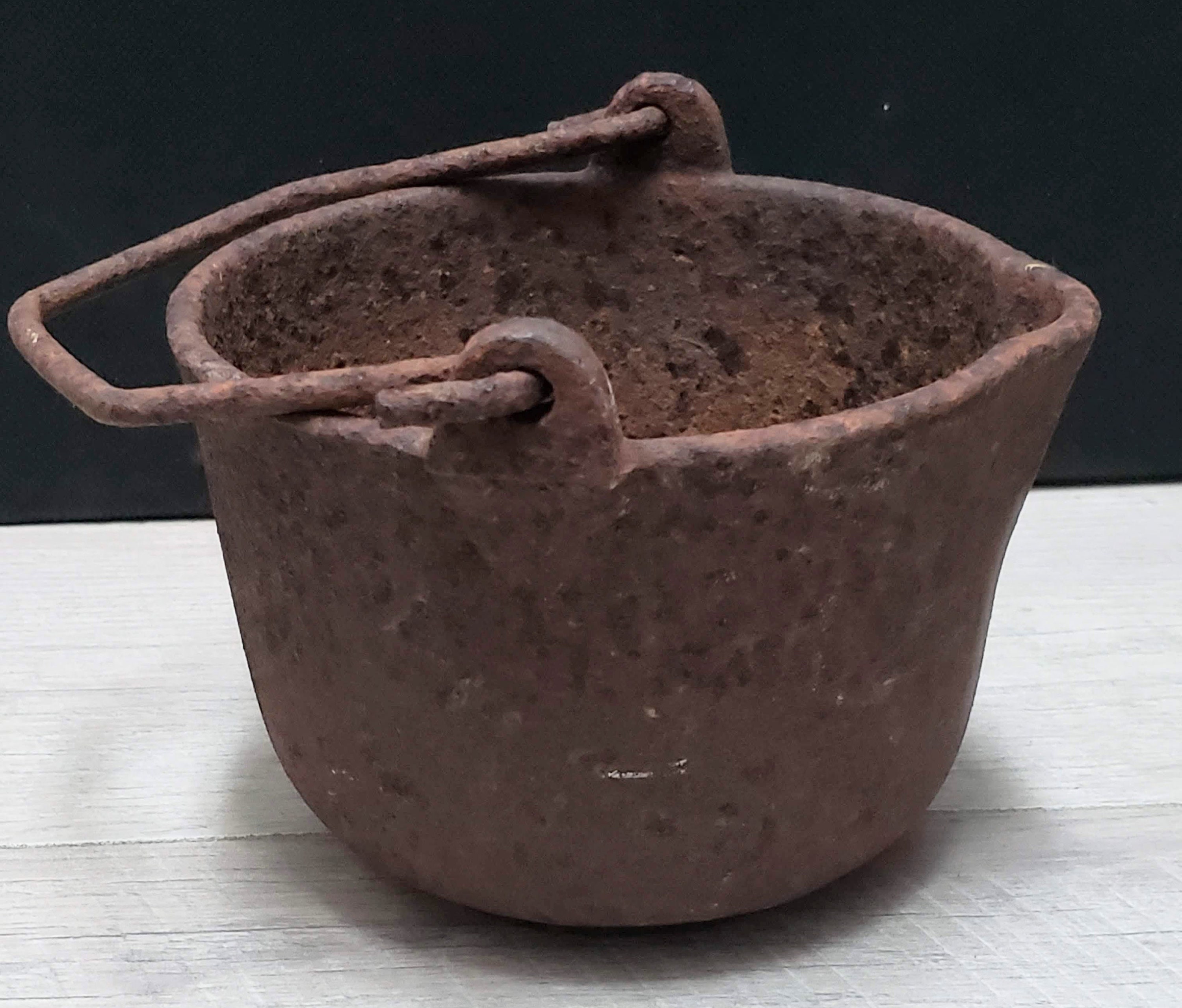 Small Cast Iron Lead Melting Pot in Rustic Condition. 