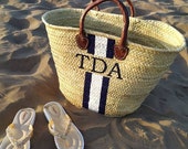 Personalized straw basket leather Straw Totes Custom hand painted summer handbag French market basket panier personnalisé bridesmaids