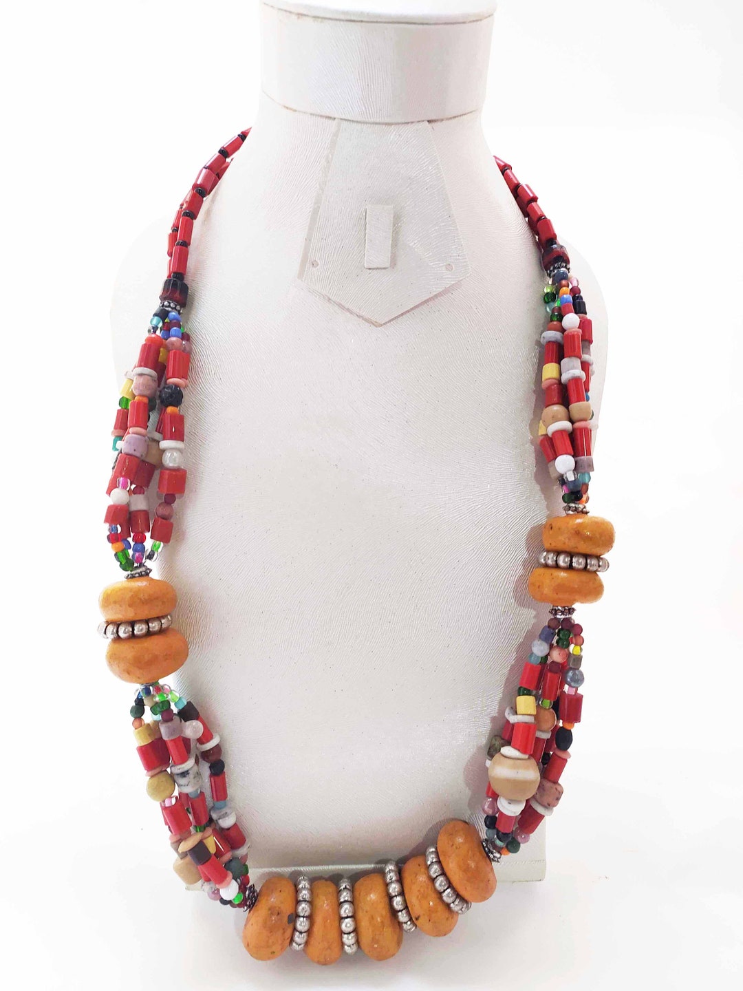 Collier Berbère Touareg Marocain - Agate Onex Noire Et Métal - Fait Main Au Maroc - Unisexe