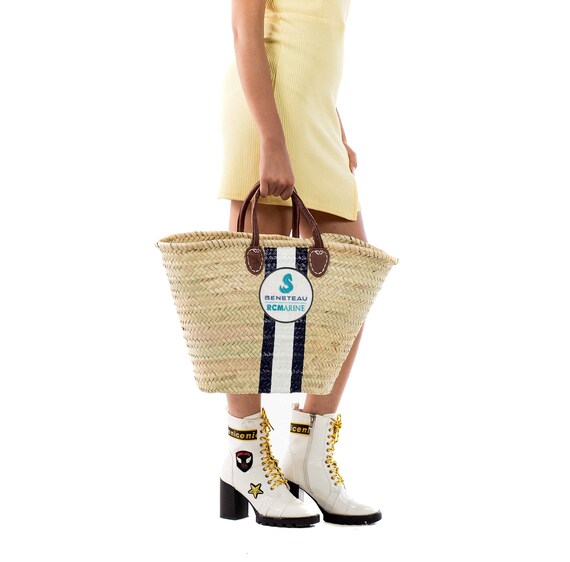 Hand painted beach bag Monogrammed straw bag Straw basket with Custom logo Customized straw bag Handpainted beachbag Beach bag