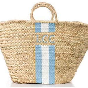 Monogram Straw Basket, Bridesmaids Bag with Initial, Beach Bag, Hand painted Bridesmaid bag, Gift For Her