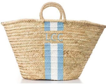 Monogram Straw Basket, Bridesmaids Bag with Initial, Beach Bag, Hand painted Bridesmaid bag, Gift For Her