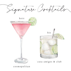 Benutzerdefinierte Signatur Getränke Zeichen, benutzerdefinierte Illustration Signatur Getränke, Trinkbar Menü, Hochzeit Bar Menü, Hochzeit Bar Zeichen, Bar Hochzeit Poster