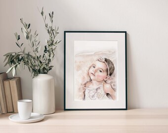 Watercolor portrait, Baby portrait, Kid portrait, Children portrait, Family portrait, Custom portrait, Painting portrait