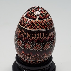 Belarus Hand Painted Wooden Egg, NO STAND