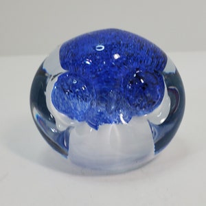 Blue and White Owl Paperweight, Small Rub