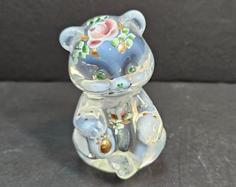 フェントン ガラス ハンドペイント 輝く鳥の置物 ペーパーウェイト