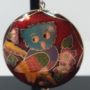 Cloisonne Owl Pendant, 26" Cord