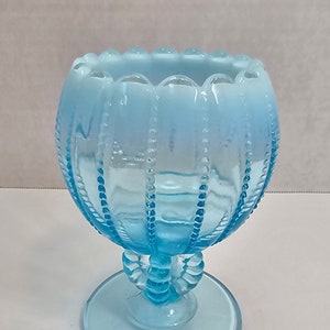 Blue Opalescent Taper Candle Holder