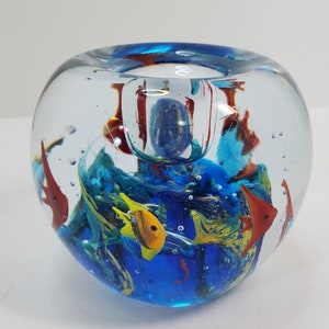 Murano Style Aquarium Paperweight/Candle Holder