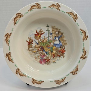 Royal Doulton Bunnykins Toppling Cart Baby Bowl, Anglia