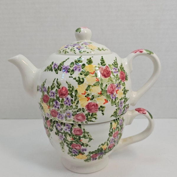 Tabletop Unlimited Spring Garden Tea for One, Hand Painted Collection