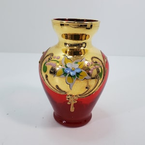 Murano KB Original Creation Red Vase, 4 1/8&quot;, Italy