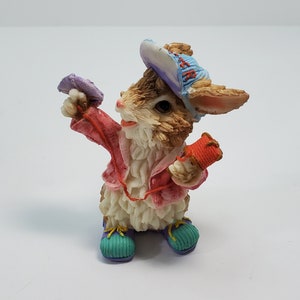 Resin Boy Bunny Flying Kite Figurine