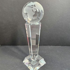 Frosted Globe Pedestal Paperweight, chipped