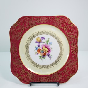 Tirschenreuth Bavaria Square Floral Plate, Some Wear, 1903-1969