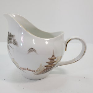 Sone China Creamer with Temple Scene, Japan