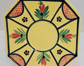 Quimper Soleil Yellow Octagonal Saucer, France