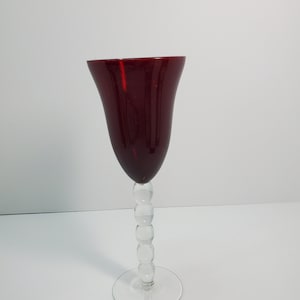 Long Clear Stem Ruby Red Wine Glass