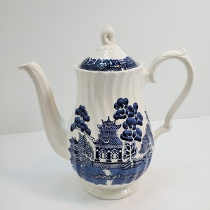 Royal Wessex Swirl Blue Willow Coffee Pot, England