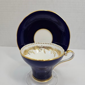 Aynsley Cobalt and Gold Teacup and Saucer, England