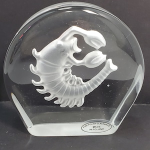 Lobster Etched Glass Paperweight, Poland