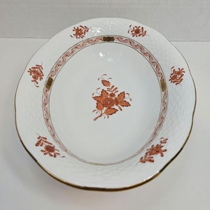 Herend Rust Chinese Bouquet Oval Bowl, Hungary