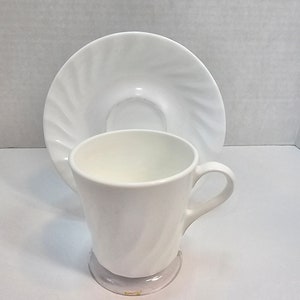 Corelle White Swirl Cup and Saucer, USA