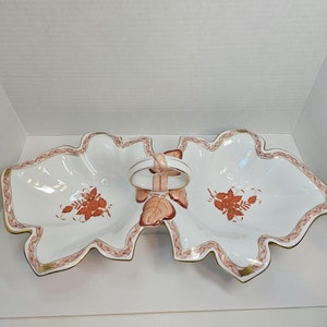 Herend Rust Chinese Bouquet Two Part Bowl, Hungary