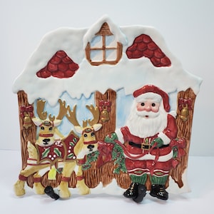 Fitz and Floyd &quot;Deer Santa&quot; 9&quot; Plate