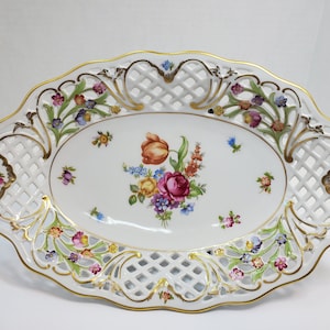 Schumann Empress Dresden Flowers Oval Platter, Bavaria