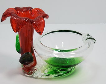 Art Glass Tropical Votive Holder or Ashtray