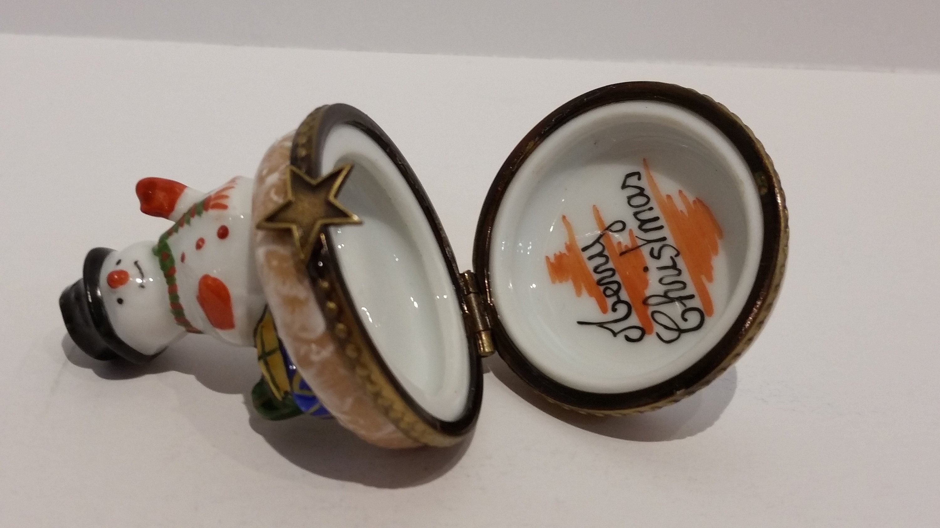 Limoges Snowman Trinket Box Vintage Etsy