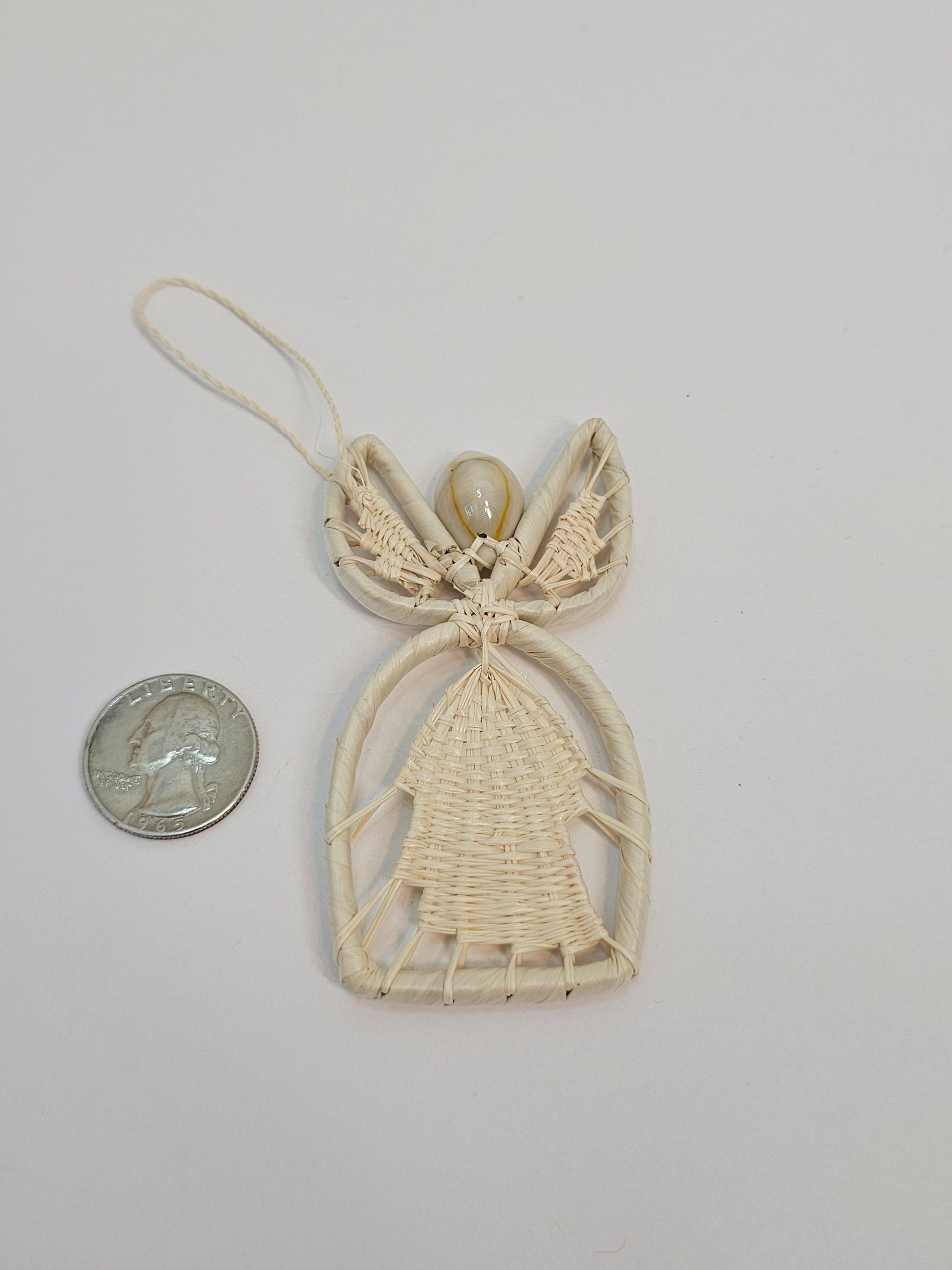 Wicker Angel Angel Shell and Wicker Hanging Ornament - Etsy