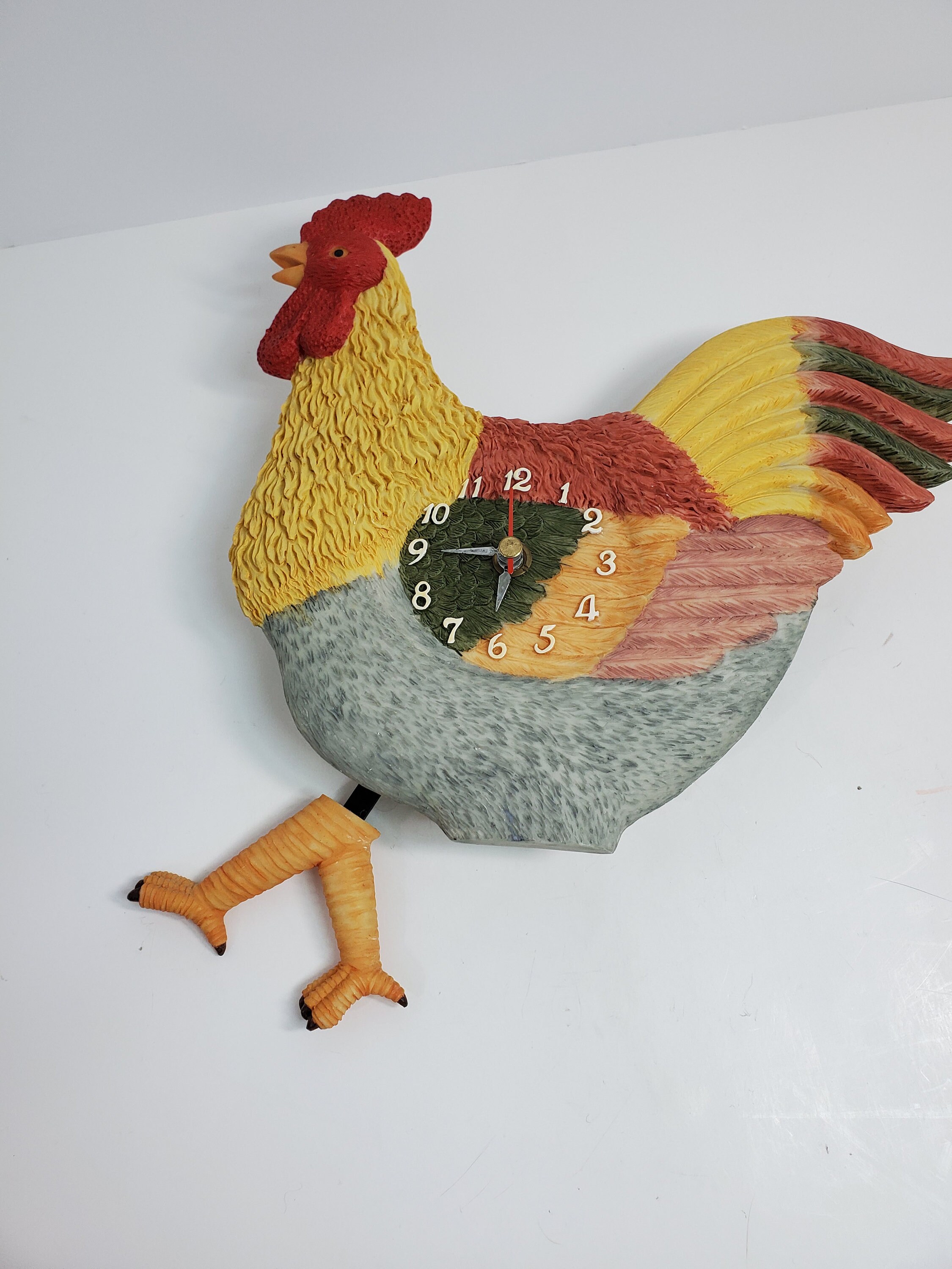 Polystone Resin Rooster Wall Clock with Pendulum Etsy