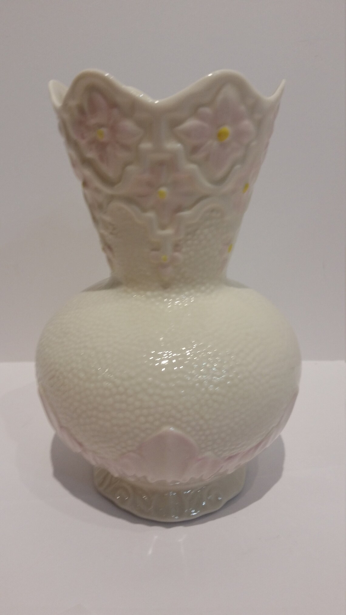 Belleek 6 Vase Pink Flowers 19801992 Etsy UK