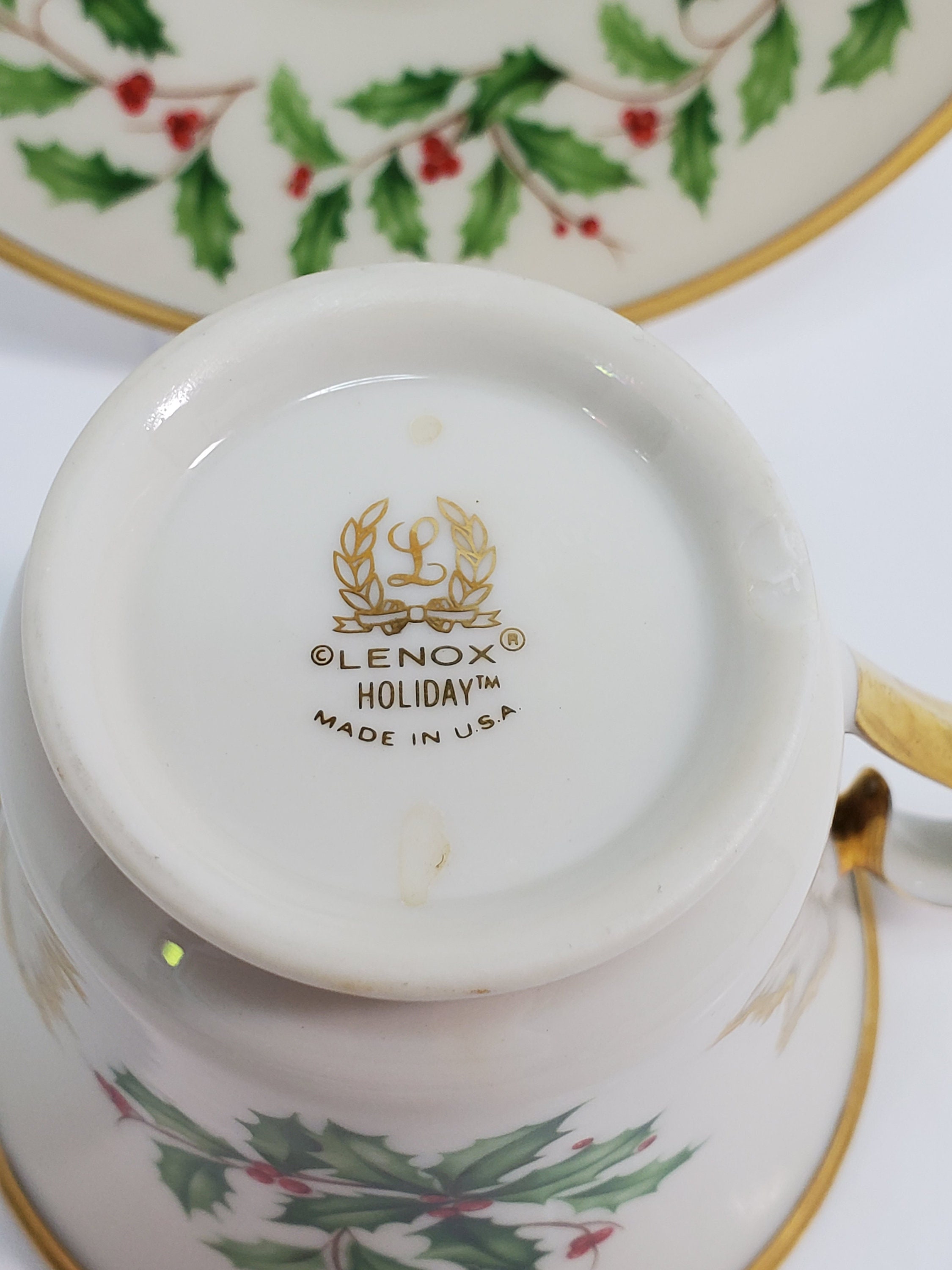 Lenox Holiday Footed Cup and Saucer Etsy