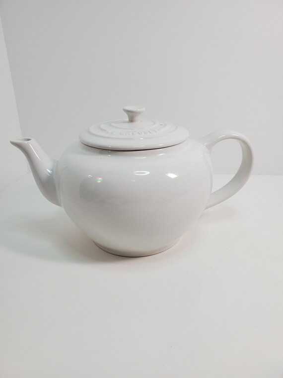 Le Creuset Traditional White Stoneware Teapot 1.4 qt Etsy