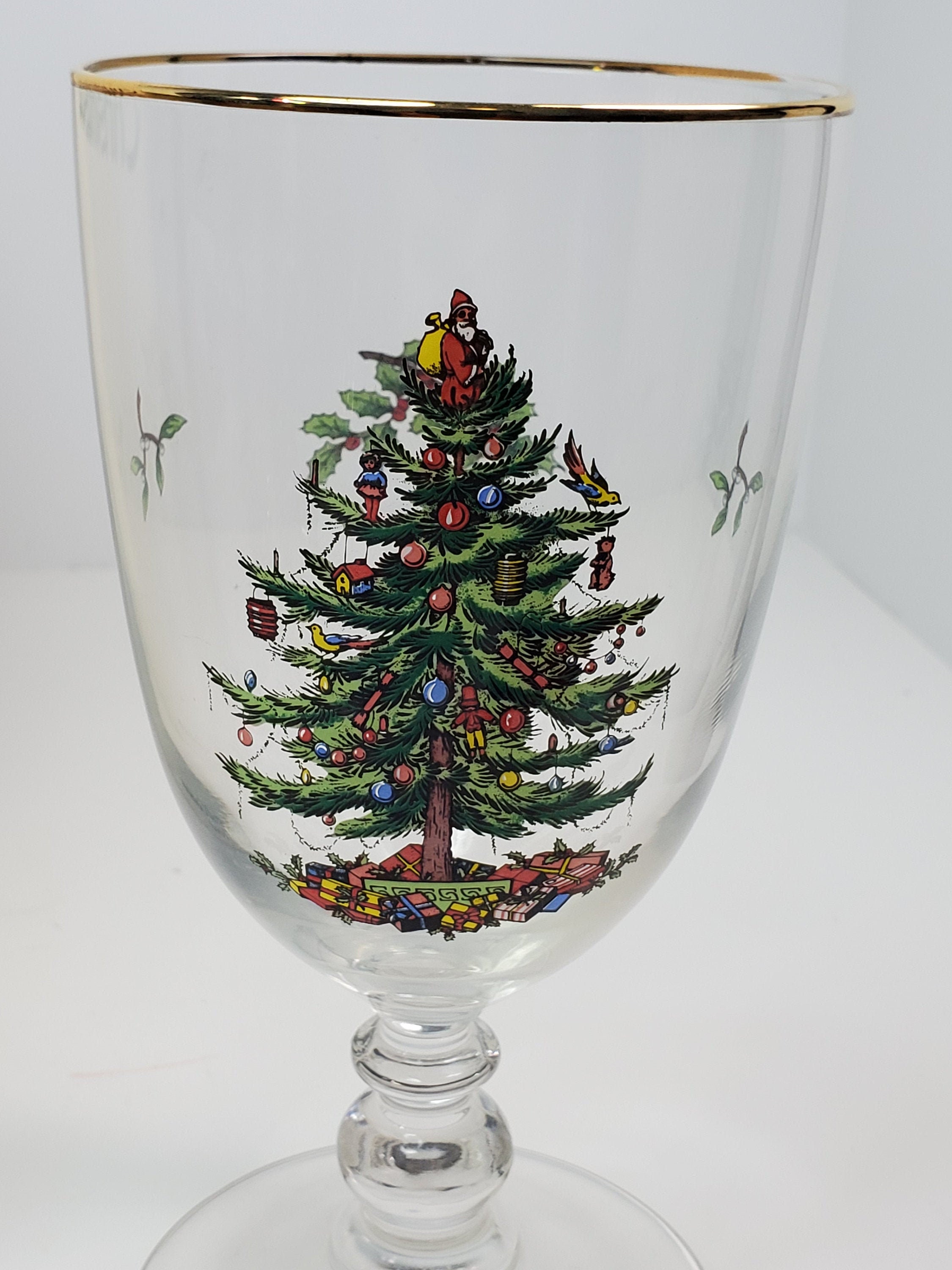 Spode Christmas Tree Pedestal Goblets Original Box Set of 4 Etsy