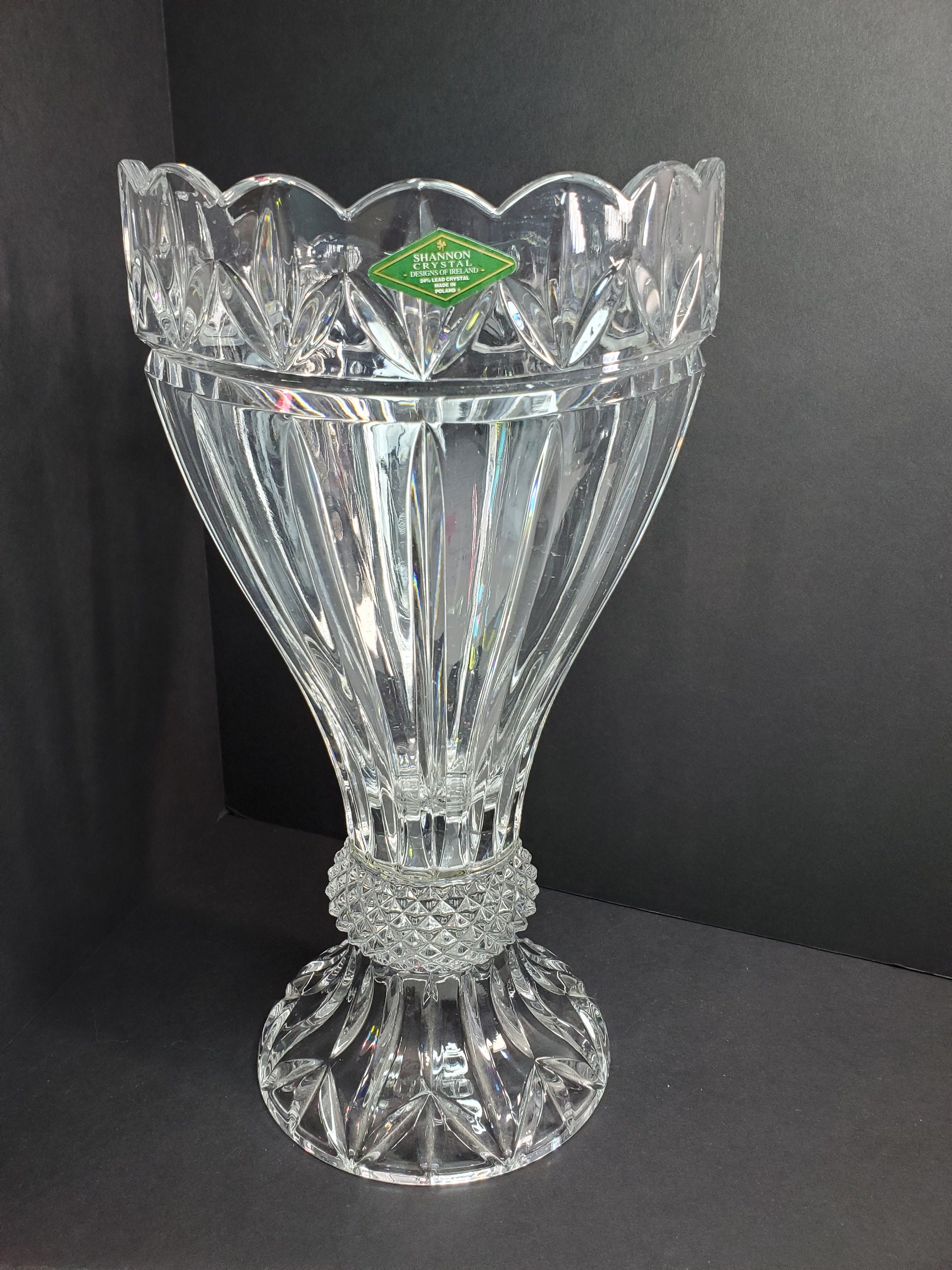 Shannon Crystal Olympia Footed Vase Polonia Etsy
