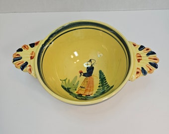 Quimper Soleil Yellow Octagonal Lugged Bowl, France