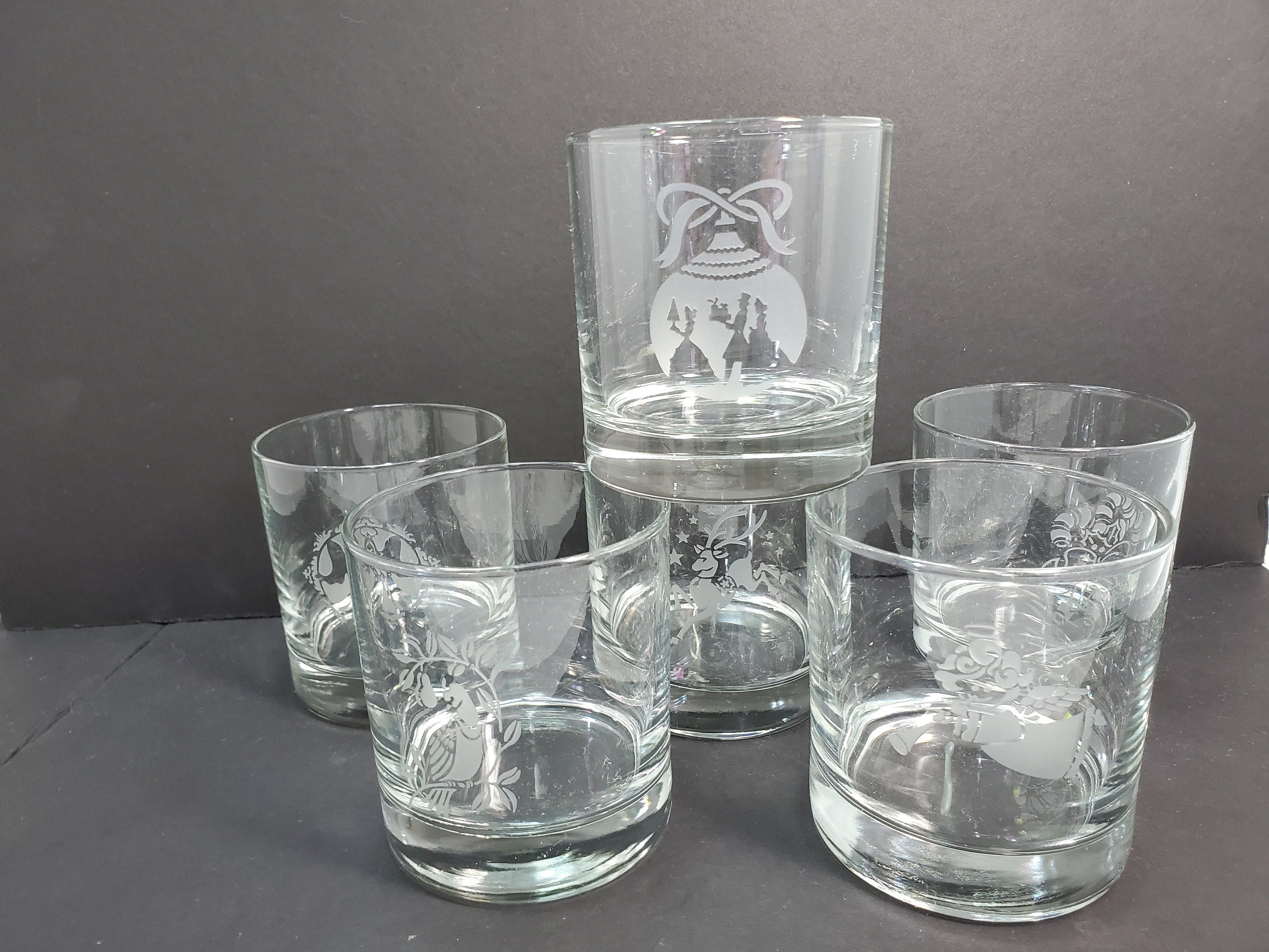 Vintage Pickwick Paper Dickens Bartender Set of 6 Drink Glasses By Lib