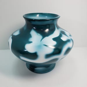 Sterling China Abstract White and Green Floral Vase, China, Crazing