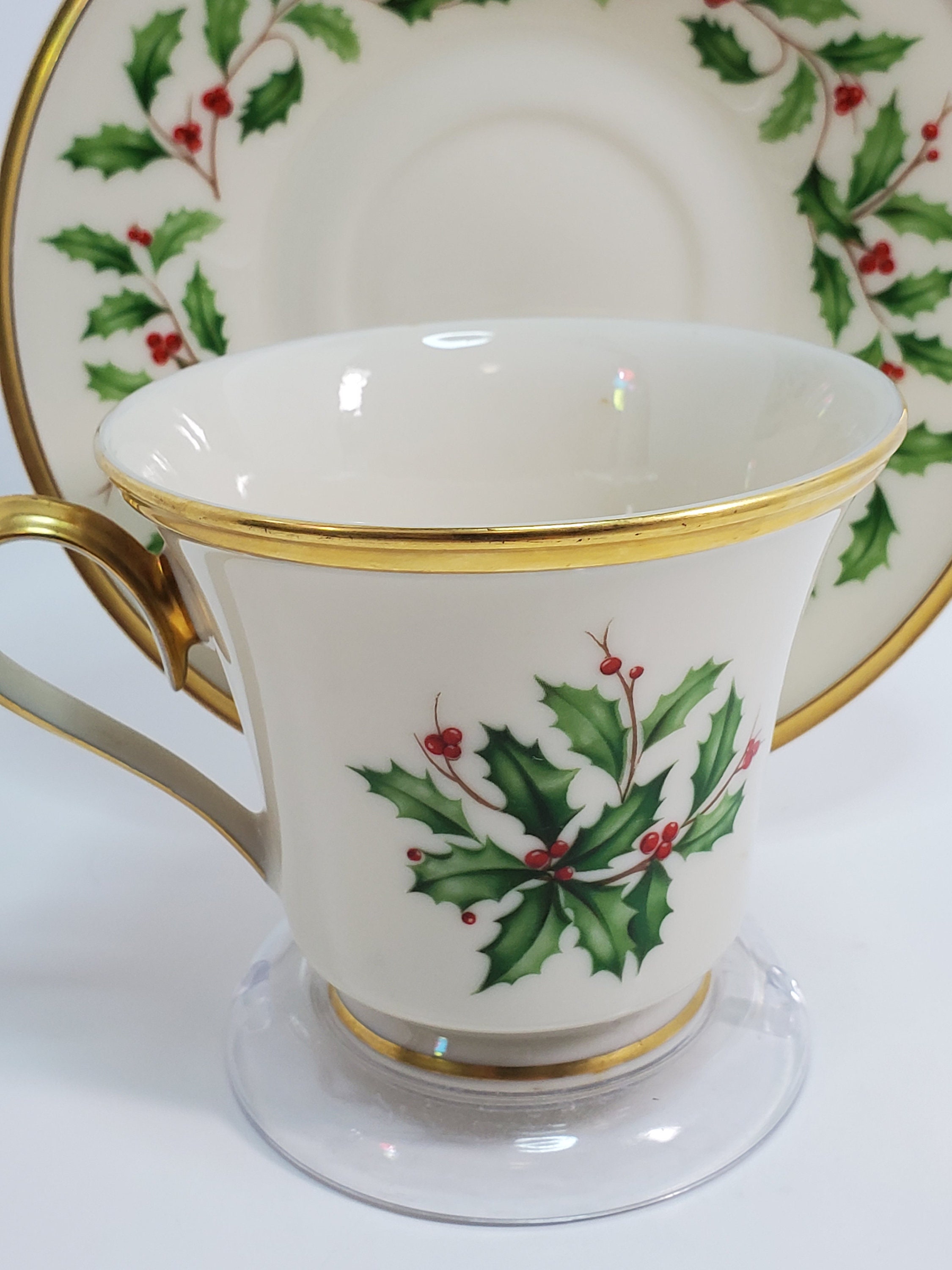 Lenox Holiday Footed Cup and Saucer Etsy