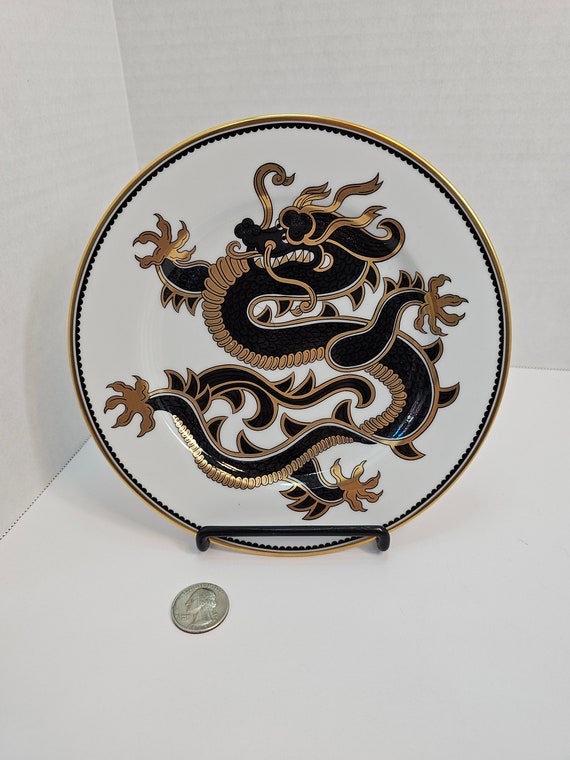 Fitz and Floyd Black and Gold Ching Dragon Salad Plate, Japan - Etsy