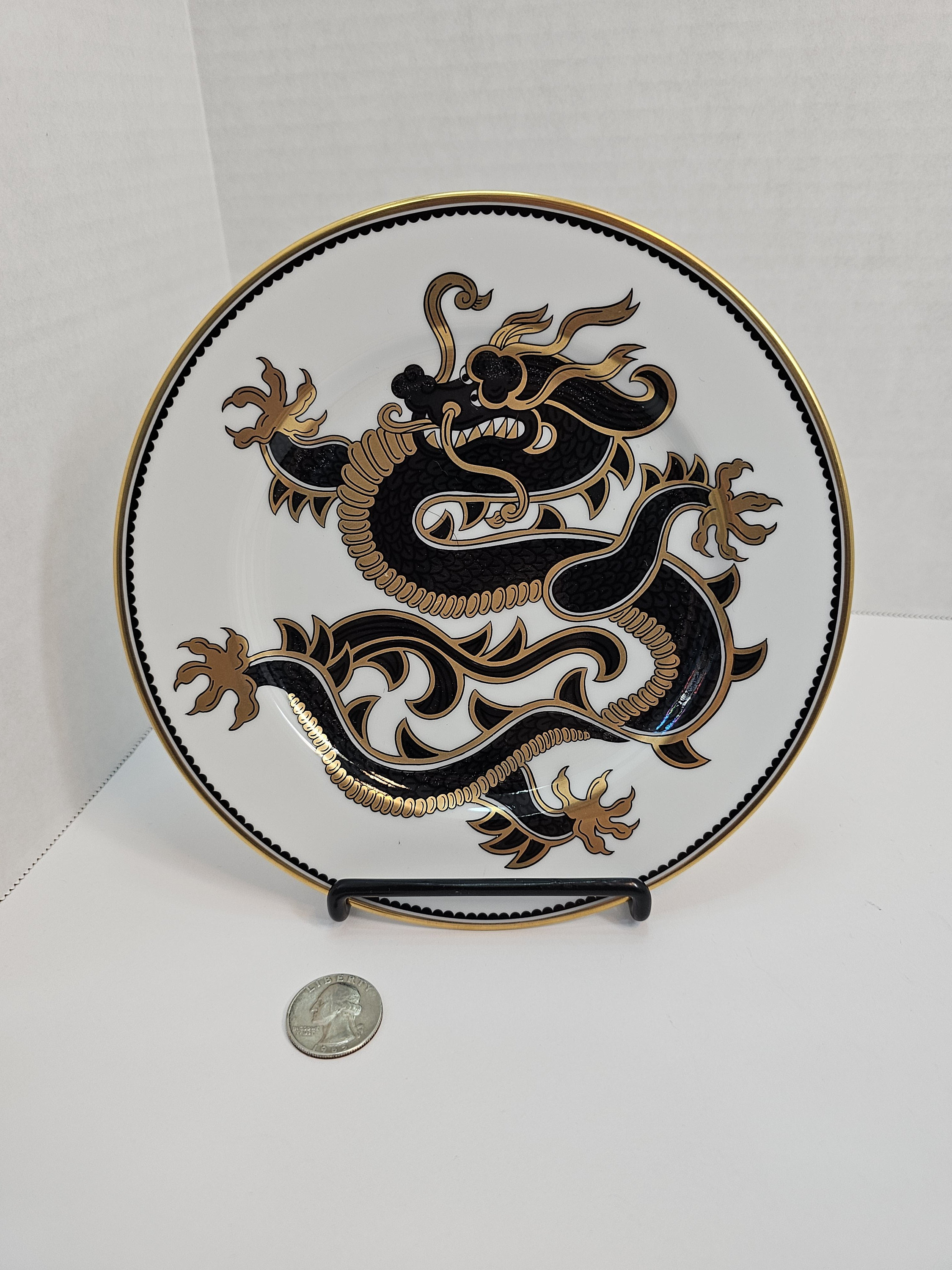 Fitz and Floyd Black and Gold Ching Dragon Salad Plate, Japan - Etsy