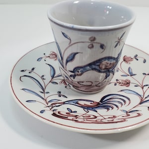 Quteiro Agueda Cup and Saucer, Hand Painted, Portugal
