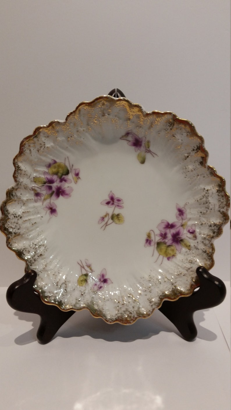 William Guerin Limoges Purple Floral Dessert Plate Etsy