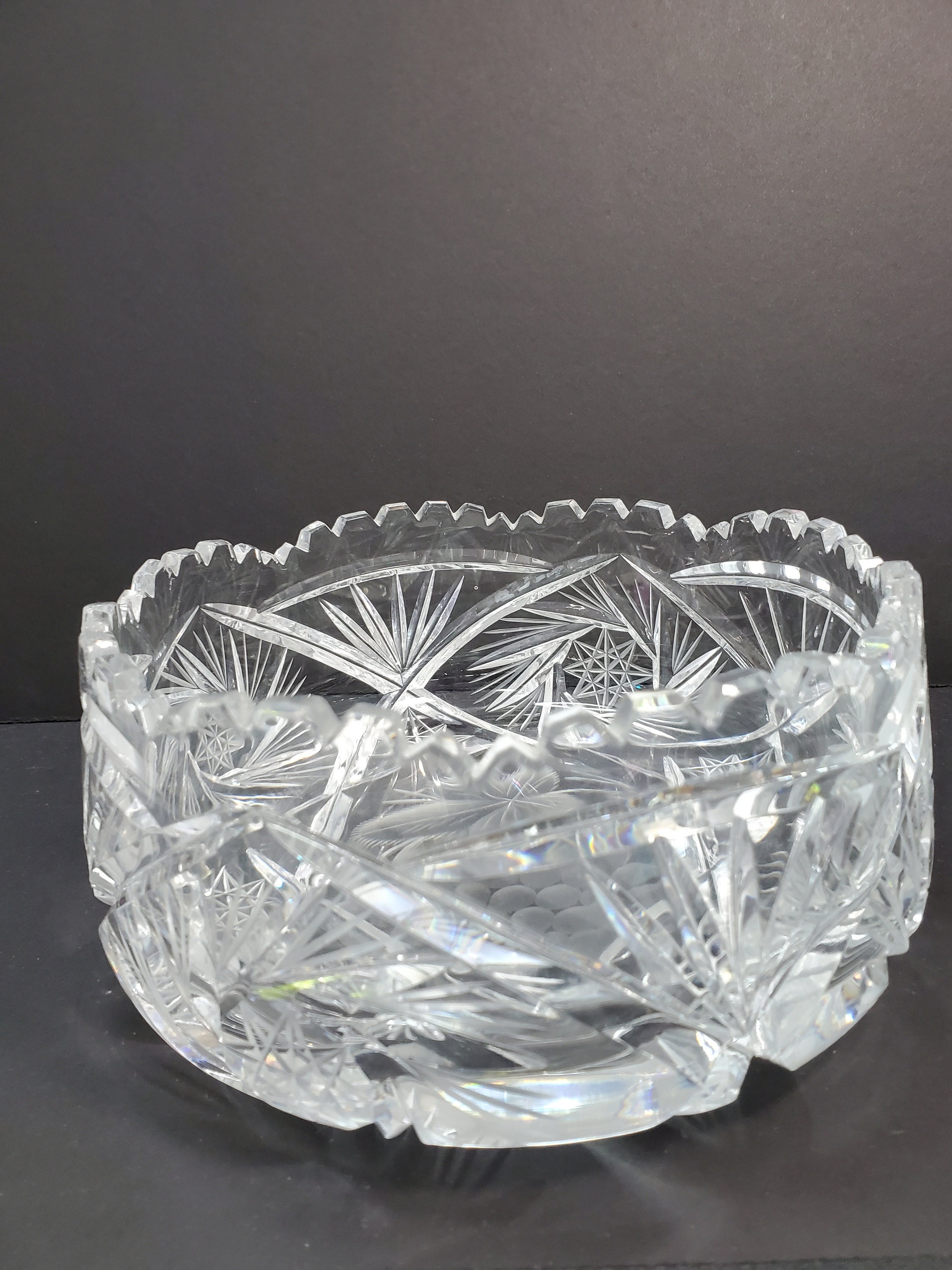 American Brillant Cut Crystal 8" Bowl, 2 Chips