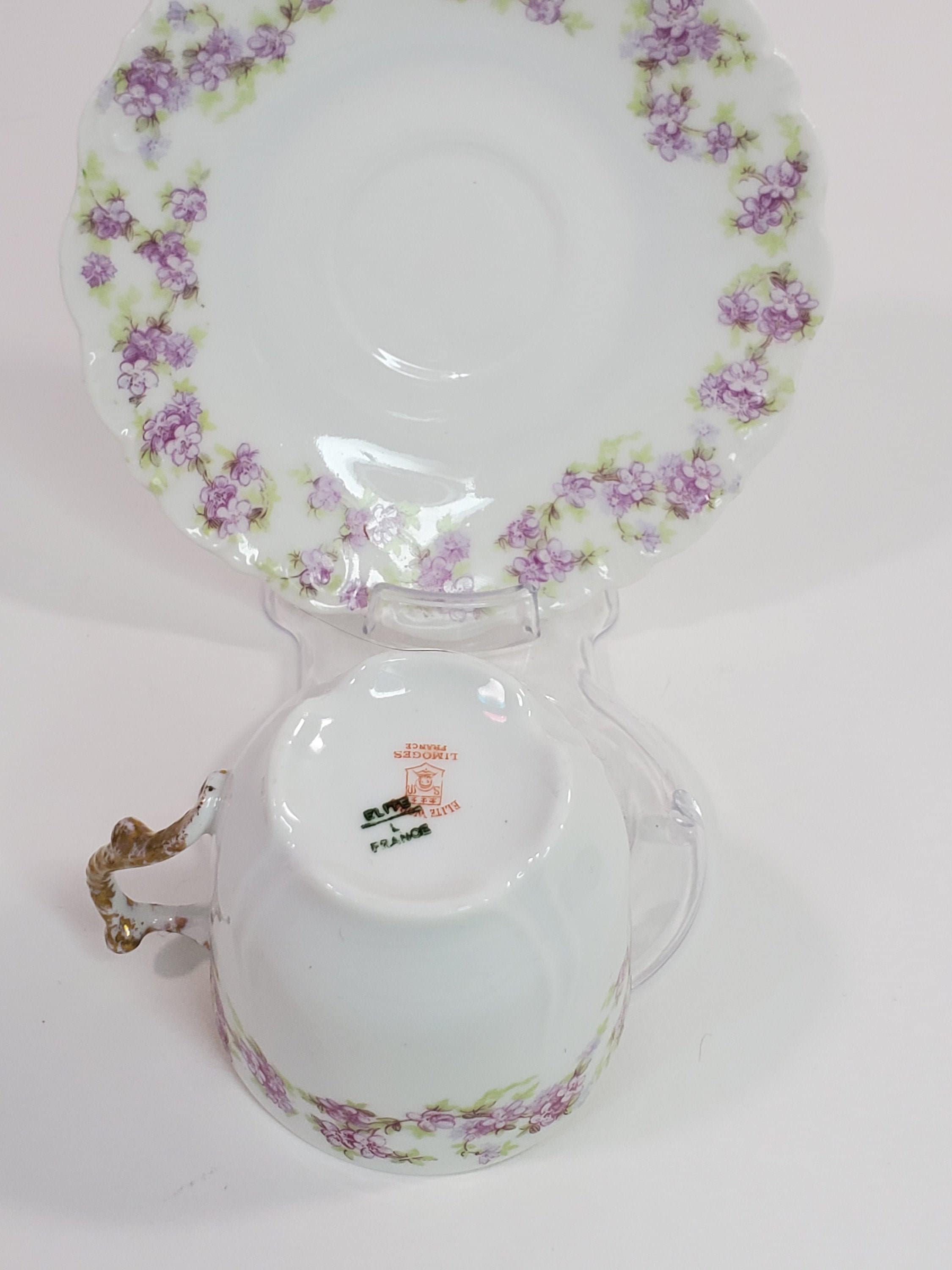 バウォ＆ドッター リモージュ、紫色の花柄ソーサーのみ、1896-1900年